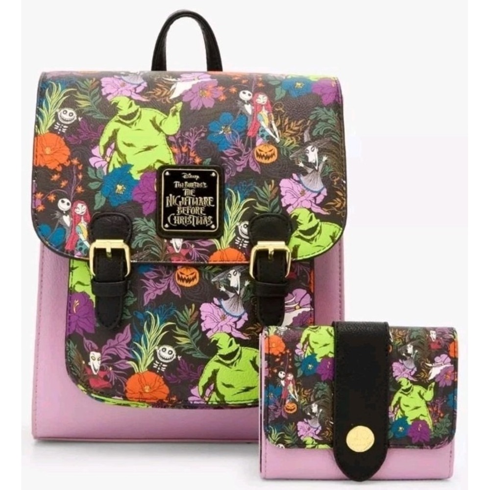 Loungefly Nightmare Before Christmas Oogie Boogie Floral Buckle Backpack Wallet - Picture 1 of 9